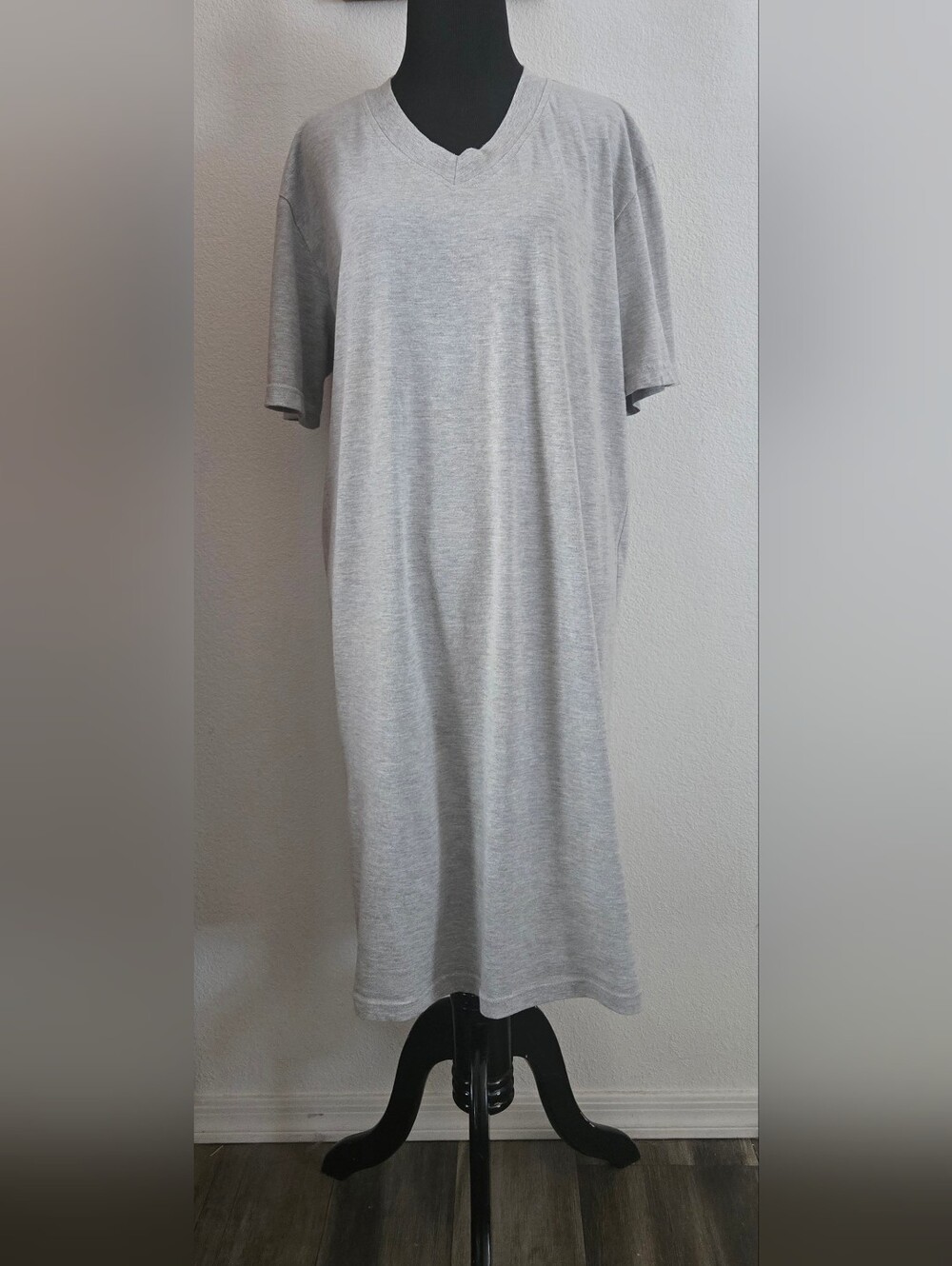 Relaxed Midi Heather Gray T-Shirt Dress